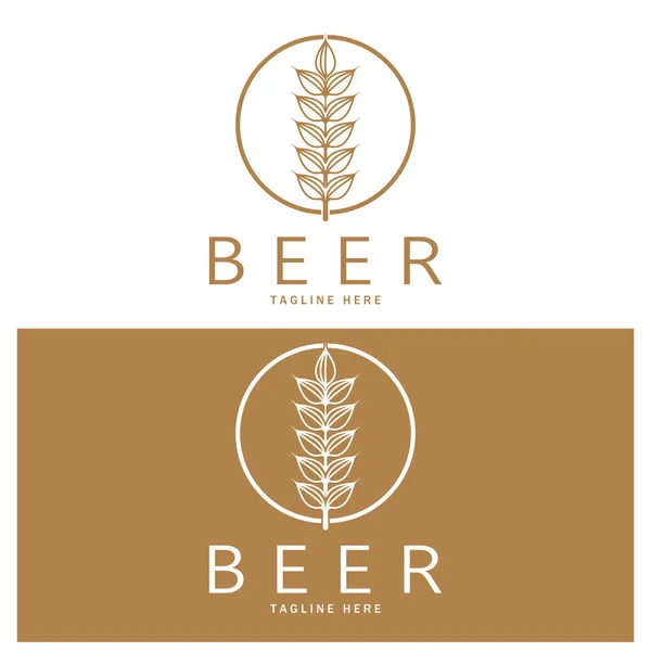 Plantilla Logotipo Cerveza Con Trigo Artesanal Vintage Para Insignia Emblema — Archivo Imágenes Vectoriales