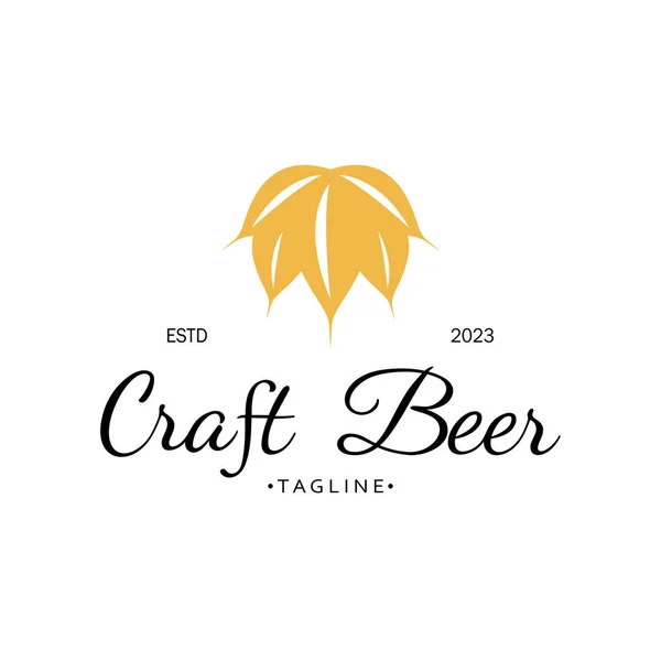 Bier Logo Vorlage Mit Jahrgangs Craft Weizen Für Abzeichen Emblem — Stockvektor