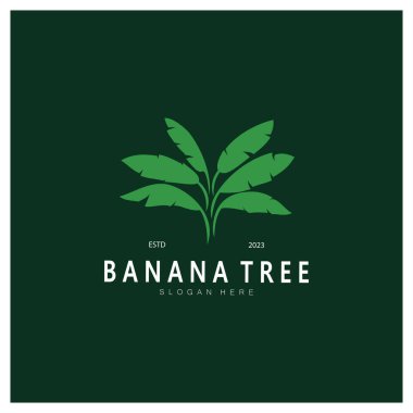 Basit Siluet Muz Ağacı Logosu. Düz Tasarım Vektörü