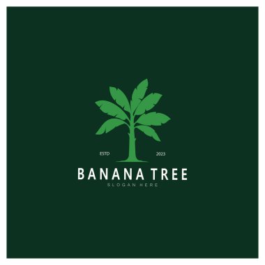 Basit Siluet Muz Ağacı Logosu. Düz Tasarım Vektörü