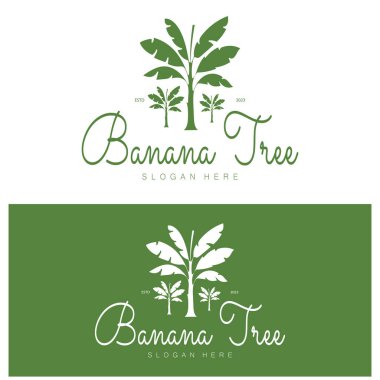 Basit Siluet Muz Ağacı Logosu. Düz Tasarım Vektörü