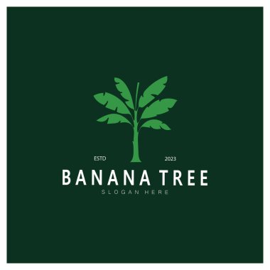 Basit Siluet Muz Ağacı Logosu. Düz Tasarım Vektörü