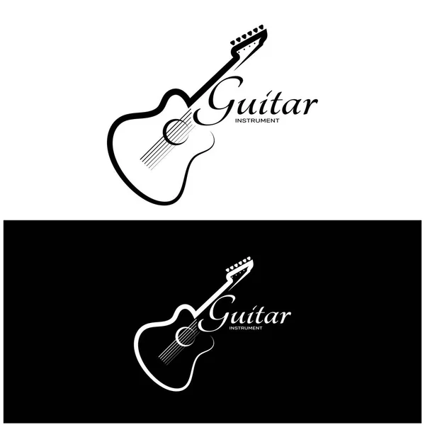 Jednoduché Logo Nástroje Pro Kytaru Obchod Hudebními Nástroji Orchestr Lekce — Stockový vektor