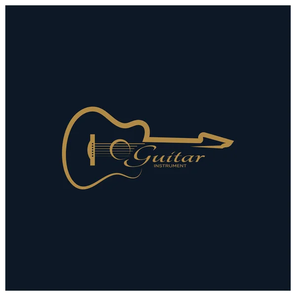 简单的吉他乐器标识 吉他商店 乐器商店 管弦乐队 吉他课 应用程序 音乐工作室 — 图库矢量图片