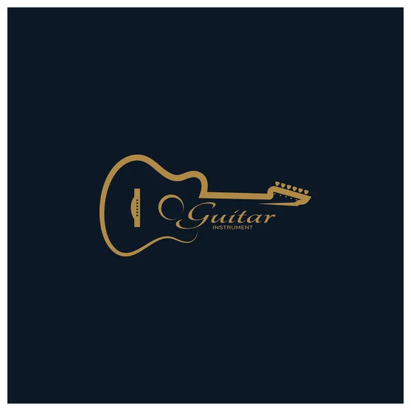 简单的吉他乐器标识 吉他商店 乐器商店 管弦乐队 吉他课 应用程序 音乐工作室 — 图库矢量图片