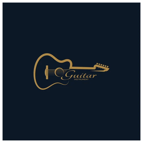 Simple Musical Guitar Instrument Logo Guitar Shop Music Instrument Store — Stock Vector