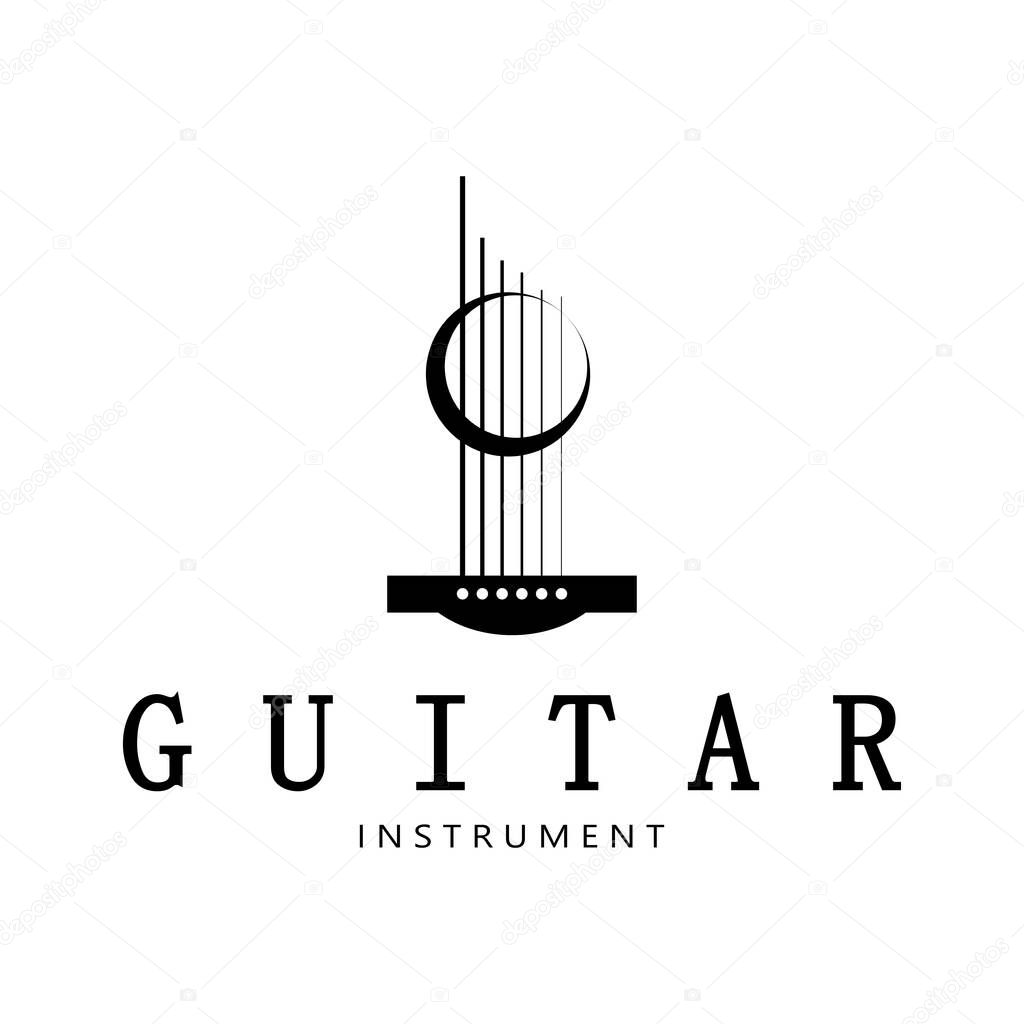 Simple musical guitar instrument logo, for guitar shop, music instrument store, orchestra, guitar lessons, apps, games, music studio, vector