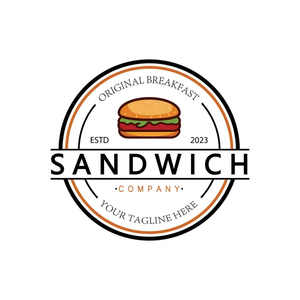 Logotipo Sanduíche Caseiro Illustration Loja Sanduíche Fast Food Hambúrguer Cachorro — Vetor de Stock