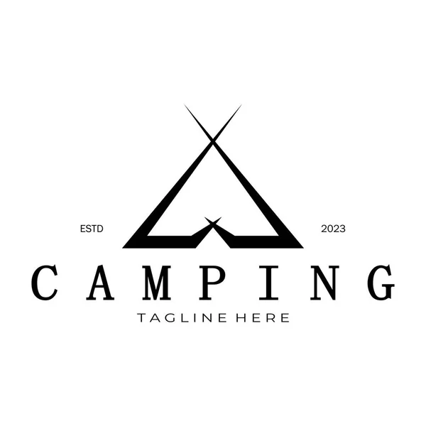 stock vector vintage and retro tent logo, camping. With tent, tree and bonfire sign. adventurers, scouts, climbers, camping equipment center