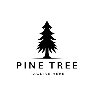 Çam ormanı, maceracılar, kamp, doğa, rozetler ve iş yerleri için basit çam ağacı logosu.