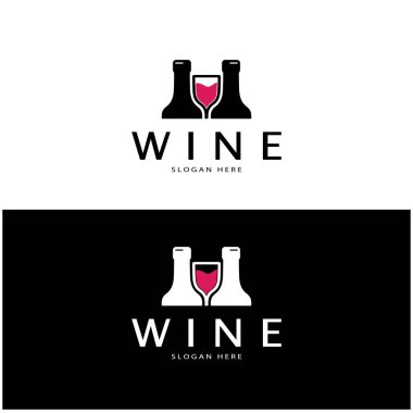 Şarap logosu tasarım şablonu. Simge-vektör çizimi