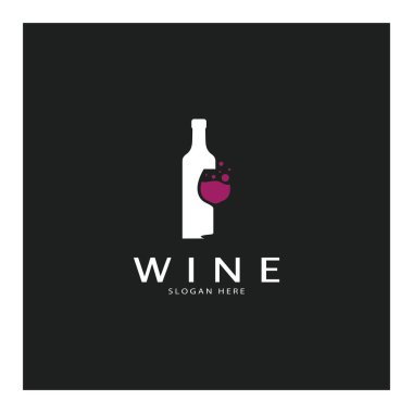 Şarap logosu tasarım şablonu. Simge-vektör çizimi