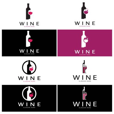 Şarap logosu tasarım şablonu. Simge-vektör çizimi
