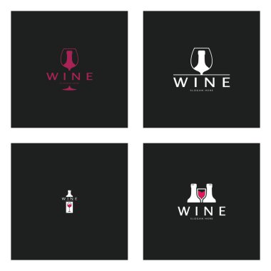 Şarap logosu tasarım şablonu. Simge-vektör çizimi