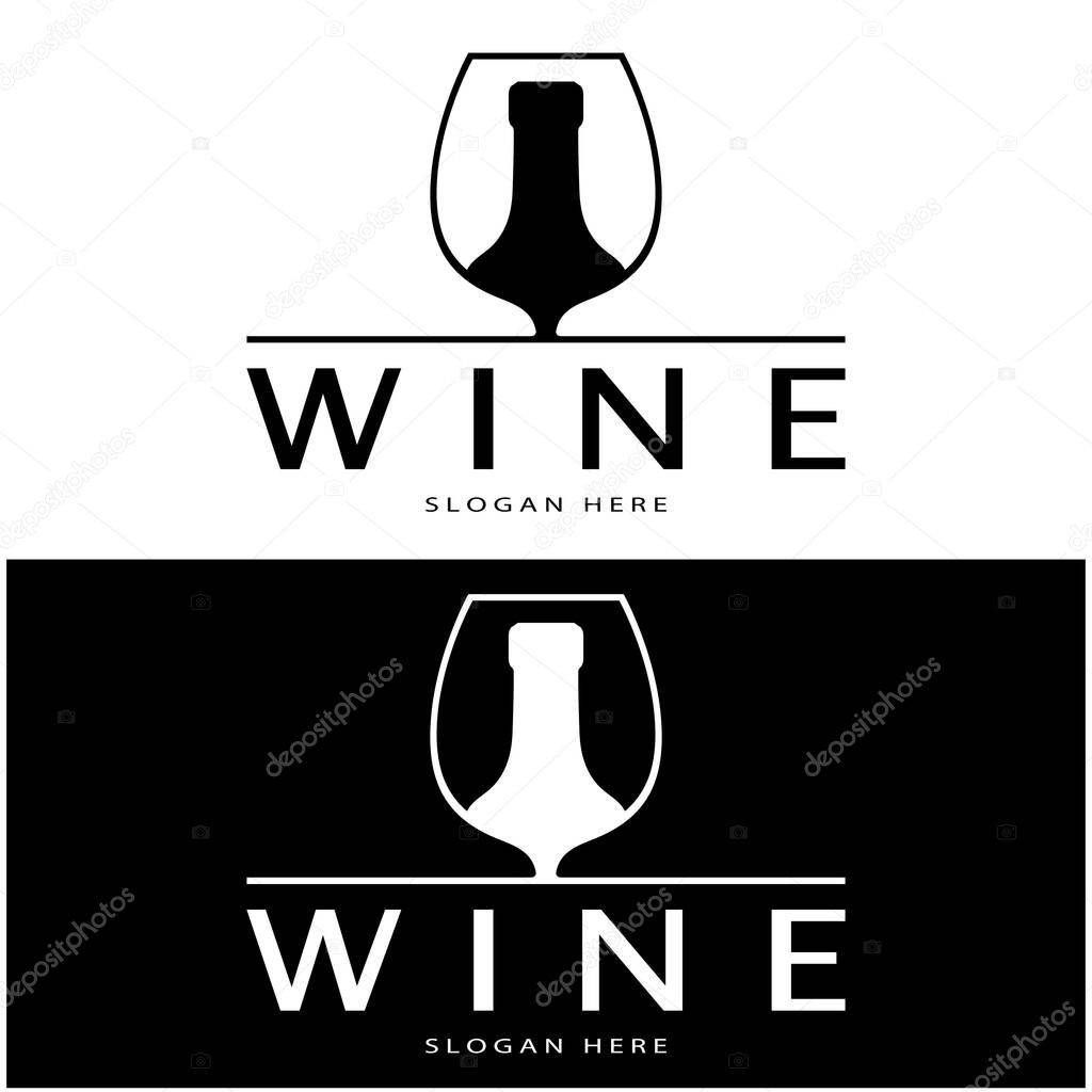 Wine logo design template.vector illustration of icon-vector