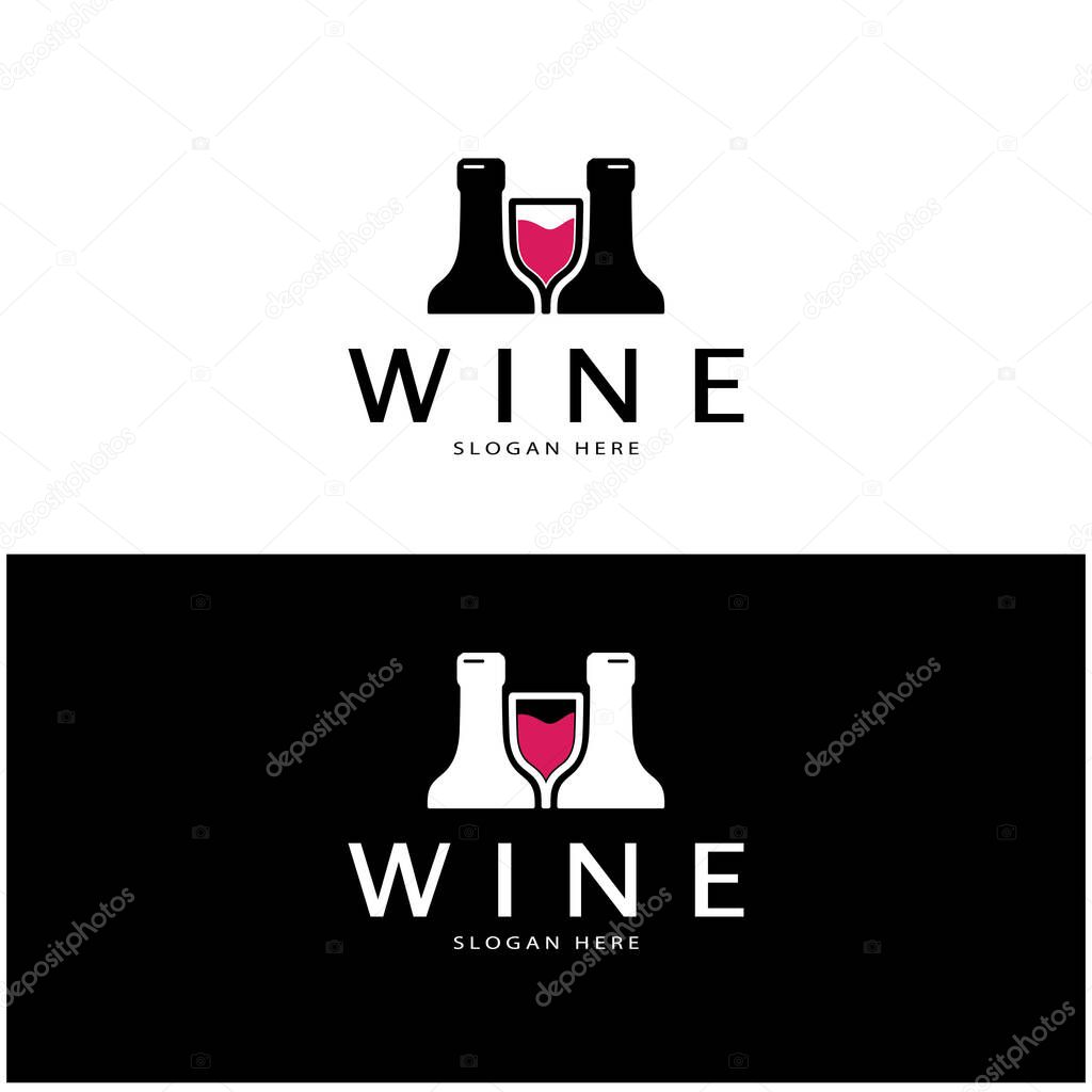 Wine logo design template.vector illustration of icon-vector