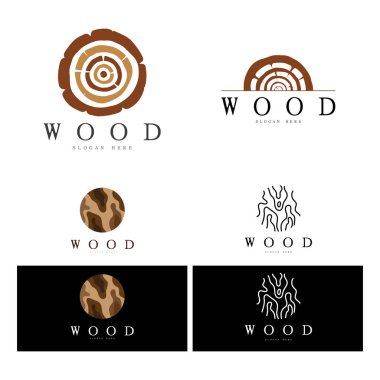 wood logo template icon illustration design vector, used for wood factories, wood plantations, log processing, wood furniture, wood warehouses with a modern minimalist concept