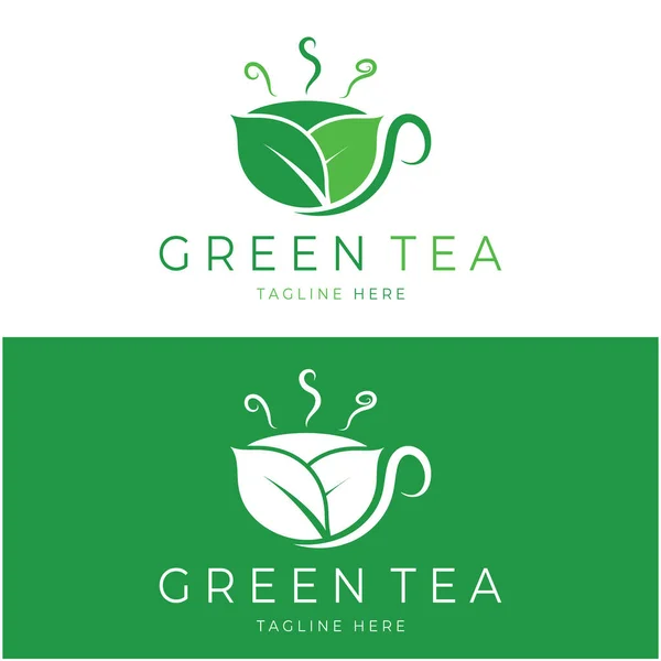 stock vector Tea cup logo vector design.Green tea vector logo template.