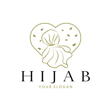 muslimah tesettür logo şablonu vektör çizim-vektörü