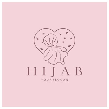 muslimah tesettür logo şablonu vektör çizim-vektörü