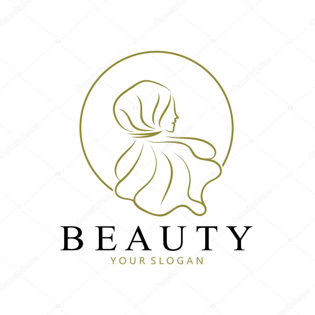 Muslimah hijab logo template vector illustration design-vector