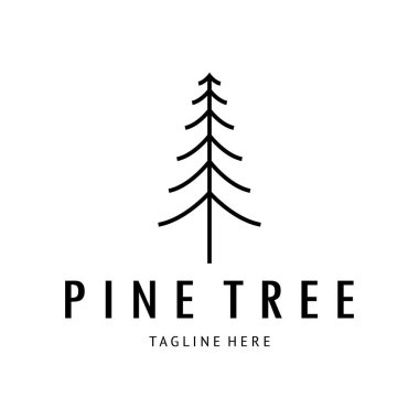 Çam ormanı, maceracılar, kamp, doğa, rozetler ve iş yerleri için basit çam ağacı logosu.