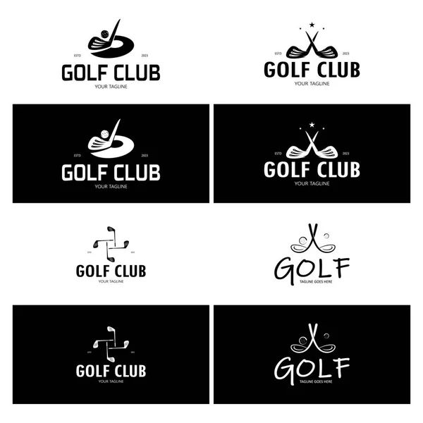ゴルフボールロゴ ゴルフデザインスティックロゴ プロゴルフチーム ゴルフクラブ トーナメント ゴルフストアビジネス ゴルフコース イベントのロゴ — ストックベクタ
