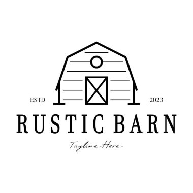 Klasik organik çiftlik evi ya da ahır, depo, köy ahırı ve hayvan çiftliği logosu tasarımı.