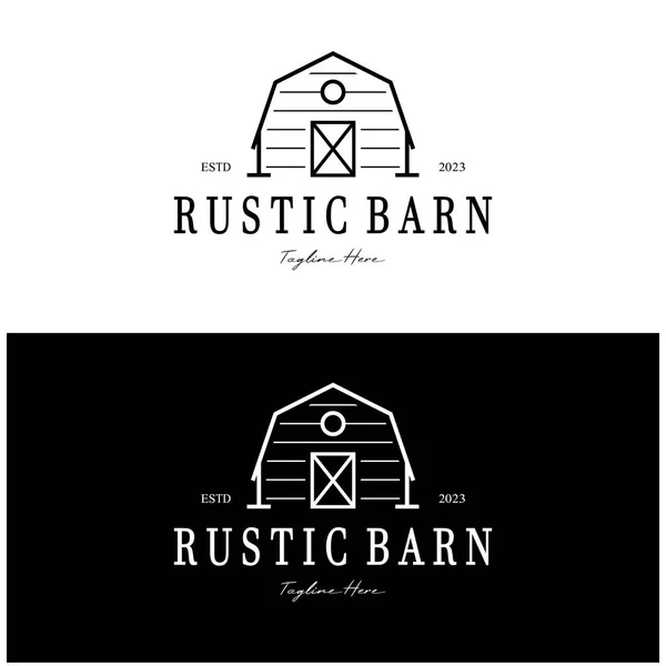Klasik organik çiftlik evi ya da ahır, depo, köy ahırı ve hayvan çiftliği logosu tasarımı.