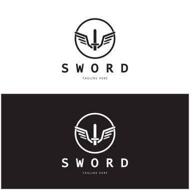 Kanatlı kılıç ve kral vektör resmi