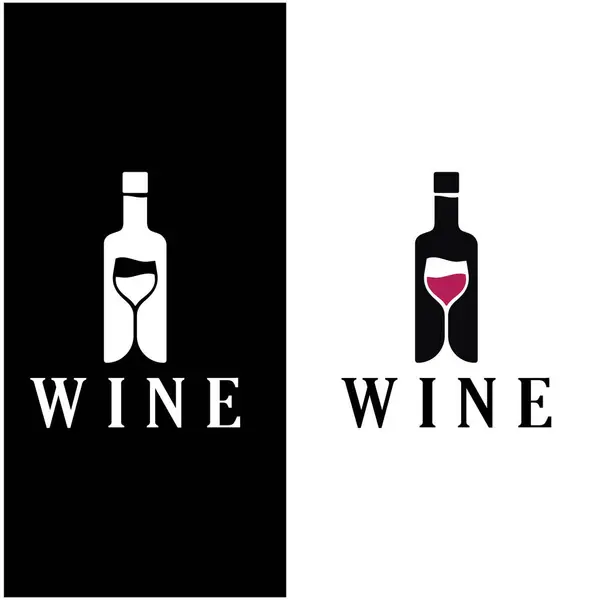 Wein Logo Mit Weingläsern Und Flaschen Für Nachtclubs Bars Cafés Stockillustration