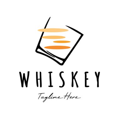 Bardaklı veya biralı kaliteli viski logosu. içecekler, barlar, kulüpler, kafeler, şirketler.