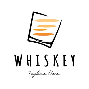 Bardaklı veya biralı kaliteli viski logosu. içecekler, barlar, kulüpler, kafeler, şirketler.