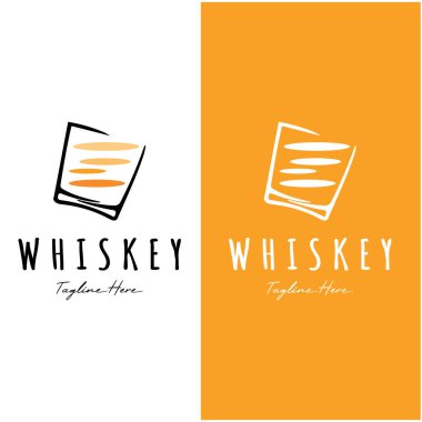 Bardaklı veya biralı kaliteli viski logosu. içecekler, barlar, kulüpler, kafeler, şirketler.