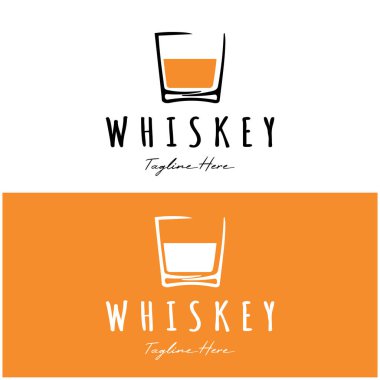 Bardaklı veya biralı kaliteli viski logosu. içecekler, barlar, kulüpler, kafeler, şirketler.