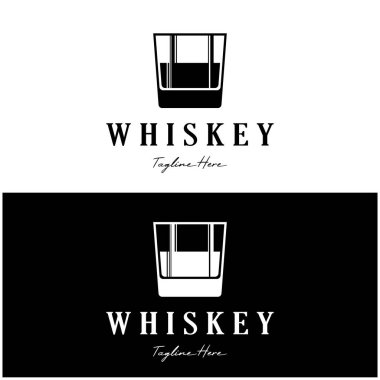 Bardaklı veya biralı kaliteli viski logosu. içecekler, barlar, kulüpler, kafeler, şirketler.