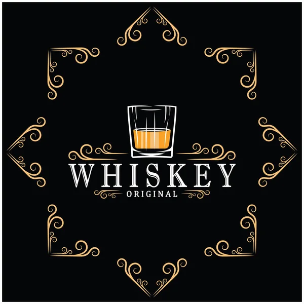 Vintage Premium Whisky Logo Mit Glas Oder Bier Für Getränke Stockvektor