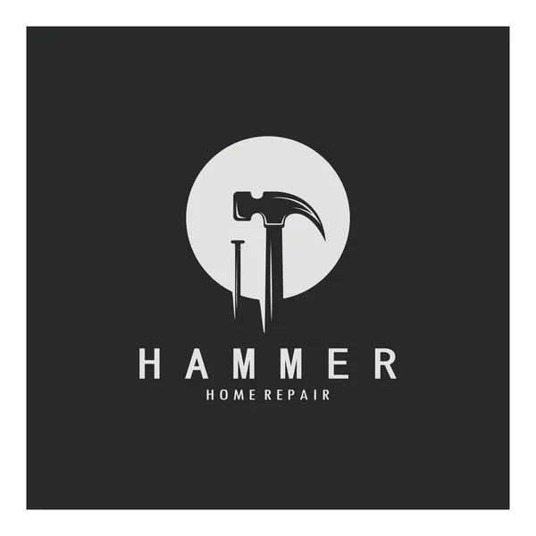 Retro Vintage Gekreuzten Hammer Und Nagel Logo Für Hause Reparatur Stockillustration