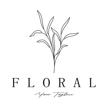 Zarif çiçek ve yaprak çerçevesi. Etiketler, kaplıcalar, şirket kimliği ve düğün davetiyeleri için narin botanik vektör çizimi