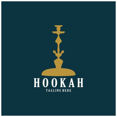 Kulüp, bar, kafe, vape ve dükkan için klasik nargile, shisha veya su borusu logosu silueti.