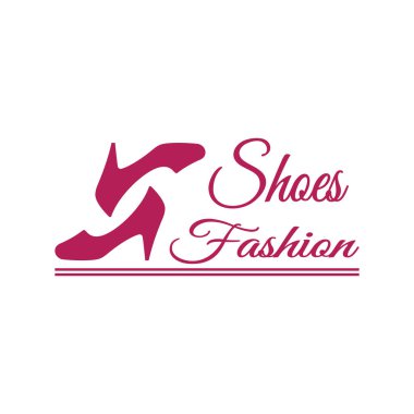 Kadın yüksek topuklu ayakkabıları için logo zarif, lüks ve kadınsı. İş logosu, kadın ayakkabı dükkanı, moda, ayakkabı şirketi, güzellik.