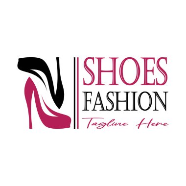 Kadın yüksek topuklu ayakkabıları için logo zarif, lüks ve kadınsı. İş logosu, kadın ayakkabı dükkanı, moda, ayakkabı şirketi, güzellik.