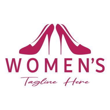 Kadın yüksek topuklu ayakkabıları için logo zarif, lüks ve kadınsı. İş logosu, kadın ayakkabı dükkanı, moda, ayakkabı şirketi, güzellik.