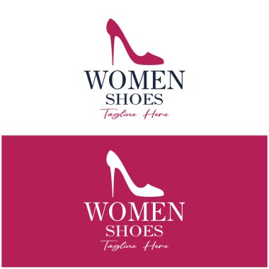 Kadın yüksek topuklu ayakkabıları için logo zarif, lüks ve kadınsı. İş logosu, kadın ayakkabı dükkanı, moda, ayakkabı şirketi, güzellik.