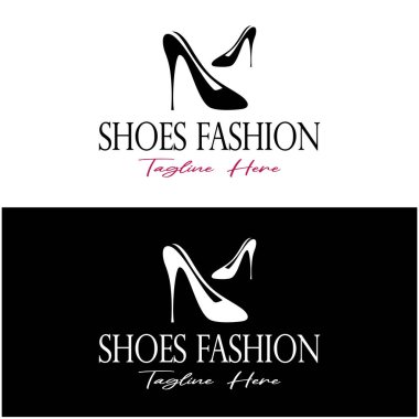 Kadın yüksek topuklu ayakkabıları için logo zarif, lüks ve kadınsı. İş logosu, kadın ayakkabı dükkanı, moda, ayakkabı şirketi, güzellik.