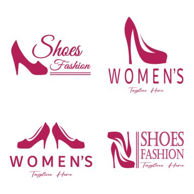 Kadın yüksek topuklu ayakkabıları için logo zarif, lüks ve kadınsı. İş logosu, kadın ayakkabı dükkanı, moda, ayakkabı şirketi, güzellik.