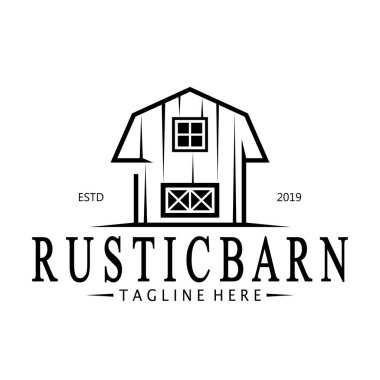 Klasik organik çiftlik evi ya da ahır, depo, köy ahırı ve hayvan çiftliği logosu tasarımı.