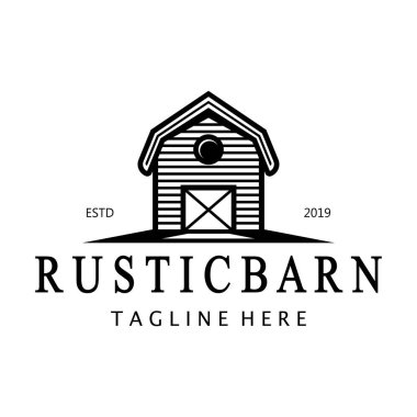 Klasik organik çiftlik evi ya da ahır, depo, köy ahırı ve hayvan çiftliği logosu tasarımı.