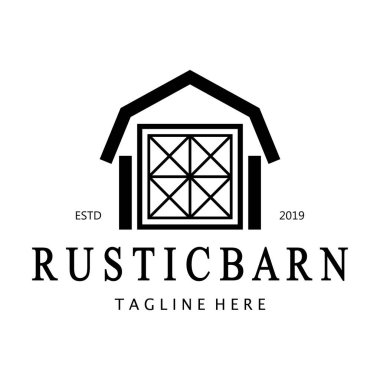 Klasik organik çiftlik evi ya da ahır, depo, köy ahırı ve hayvan çiftliği logosu tasarımı.