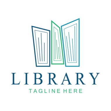Kitapçılar, kitap şirketleri, yayıncılar, ansiklopediler, kütüphaneler, eğitim, dijital kitaplar, vektörler için kitap veya kütüphane logosu
